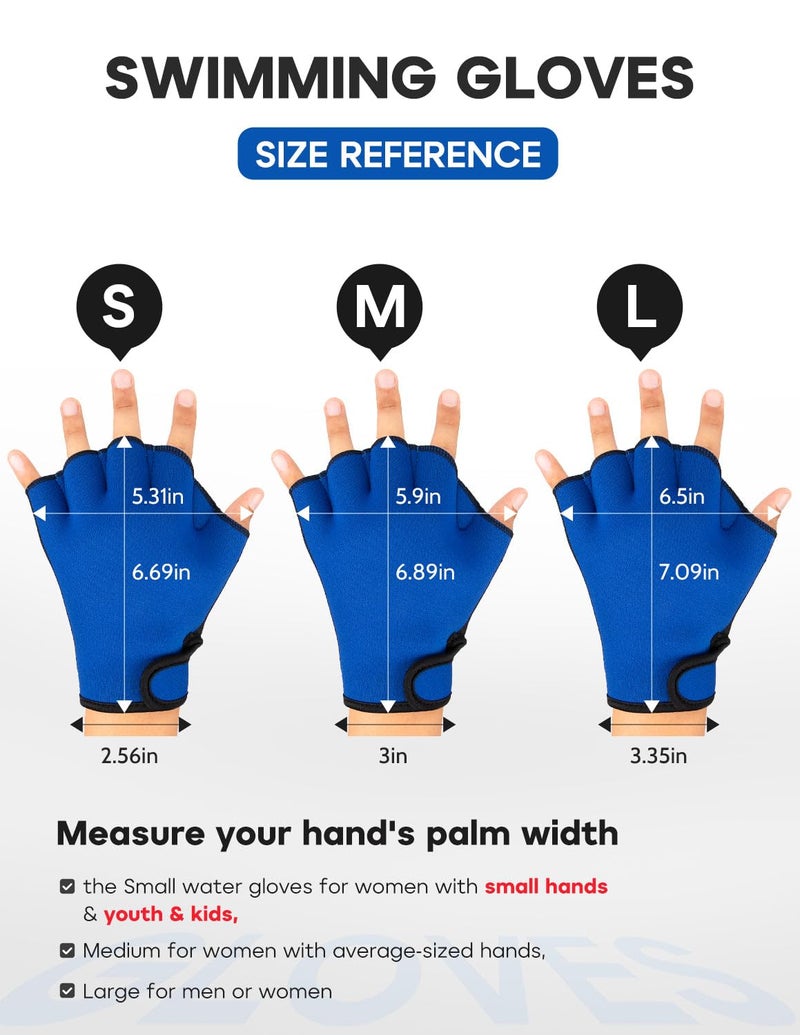 FitsT4 Sports Aqua Gloves Webbed Paddle Swim Gloves Fitness Water Aerobics and Swimming Resistance Training for Men Women Children Royal S - Image 3